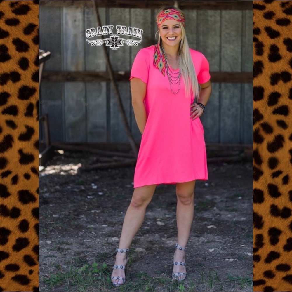 🌞Summer CLEARANCE🌞Crazy Train Neon Pink Shift - Picture 4 of 7